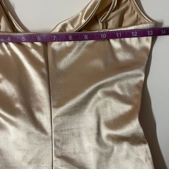 Better Be Champagne Gold Asymmetrical Bodycon Dress Size M - Picture 4 of 12